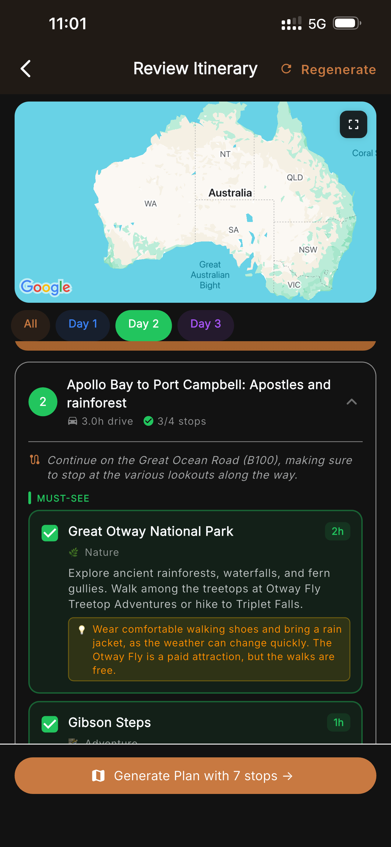 AI road trip itinerary planner